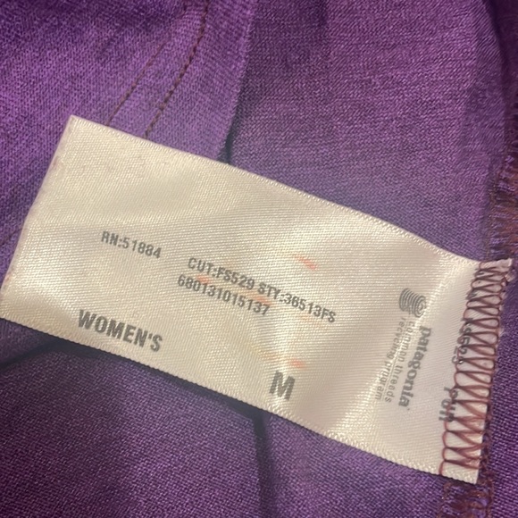 PATAGONIA Organic wool blend Long sleeve 2 tone purple light weight base layer - Picture 4 of 6